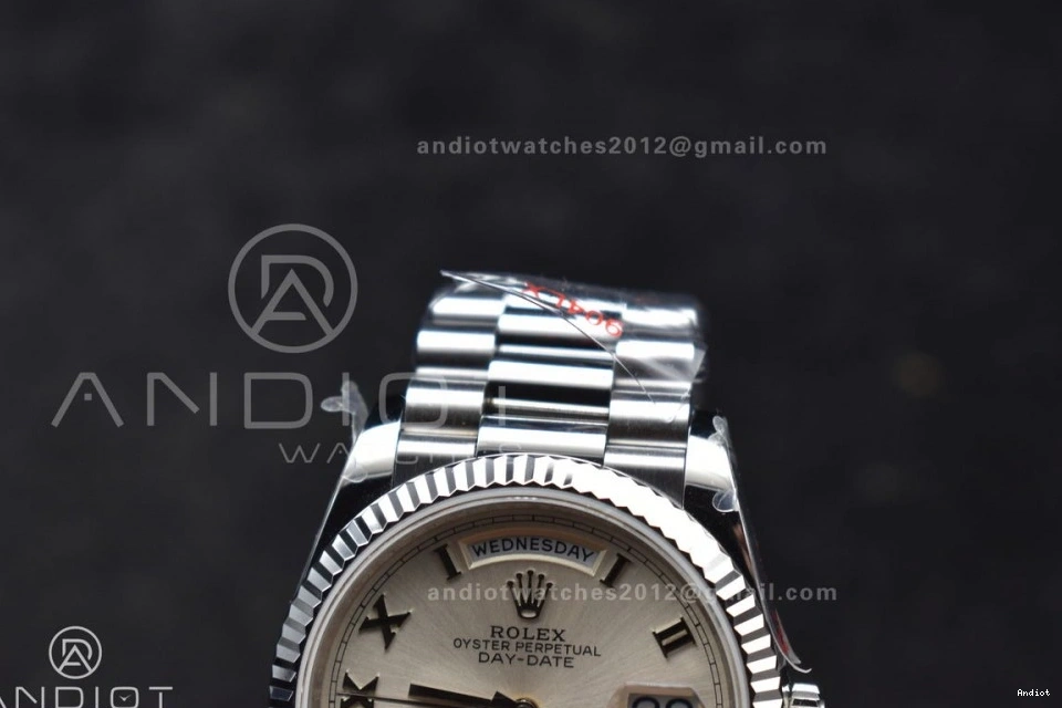White Edition QF (Gain Stick DayDate Weight) 36 Roman President Bracelet SS V5 on 904L vr3255 Best Steel Dial 1122
